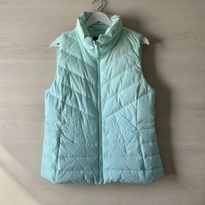 Talbots Full-Zip Puffer Vest Womens Size L Mint Green Down Quilted High Collar